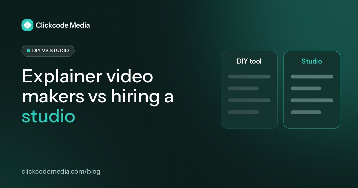 Explainer Video Makers vs Hiring a Studio: Which Is Right for You?: blog cover by Clickcode Media